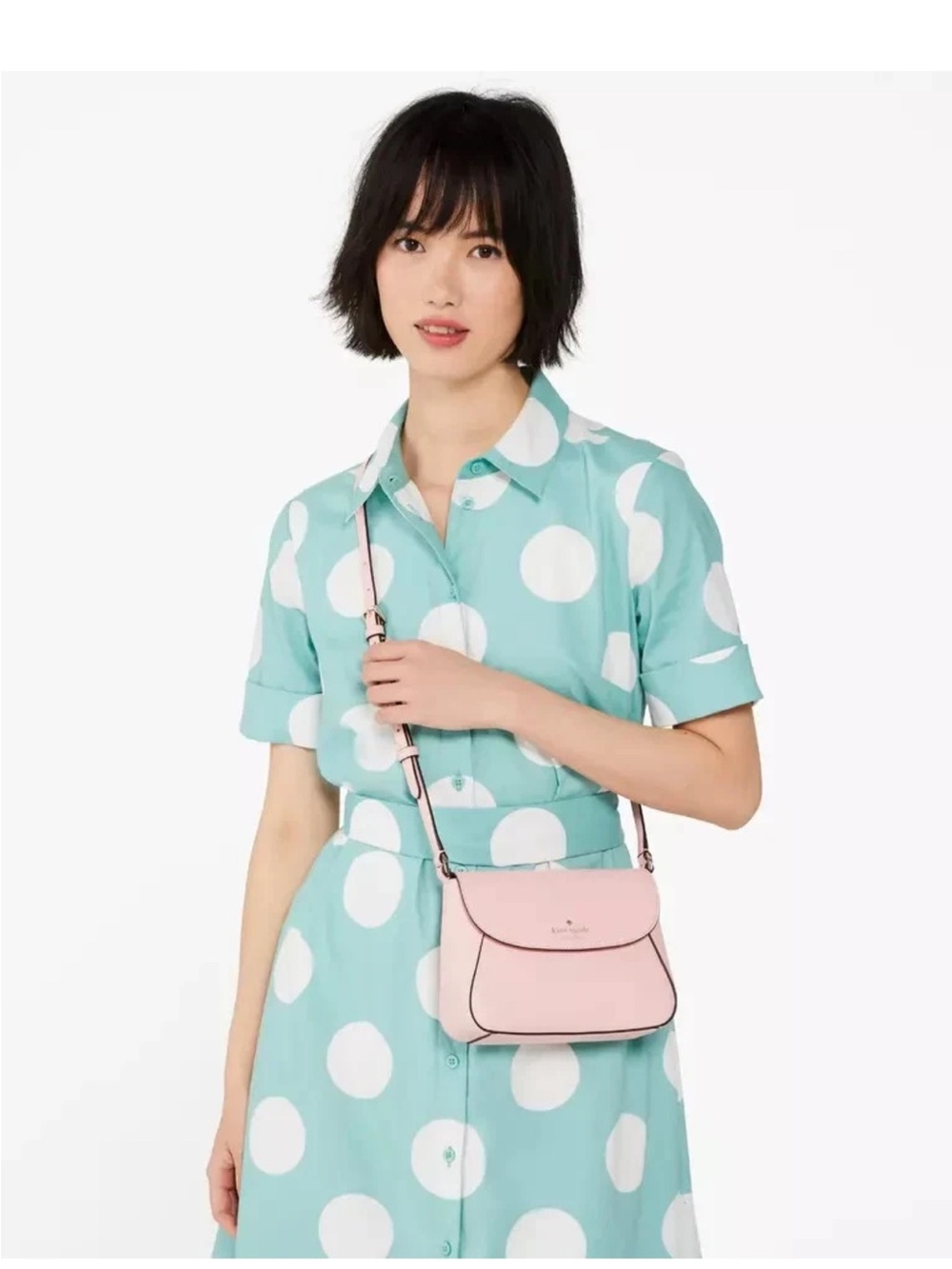 Kate Spade Monica Crossbody Purse Tea Rose Pink Leather KF364 $259 Dust Bag